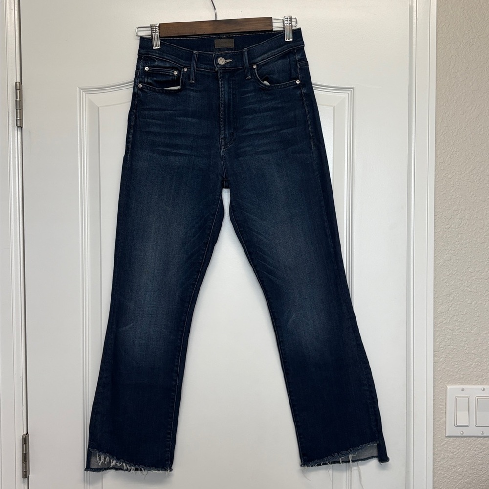 Mother Jeans Insider Crop Step Fray Tounge and Chic Blue Wash